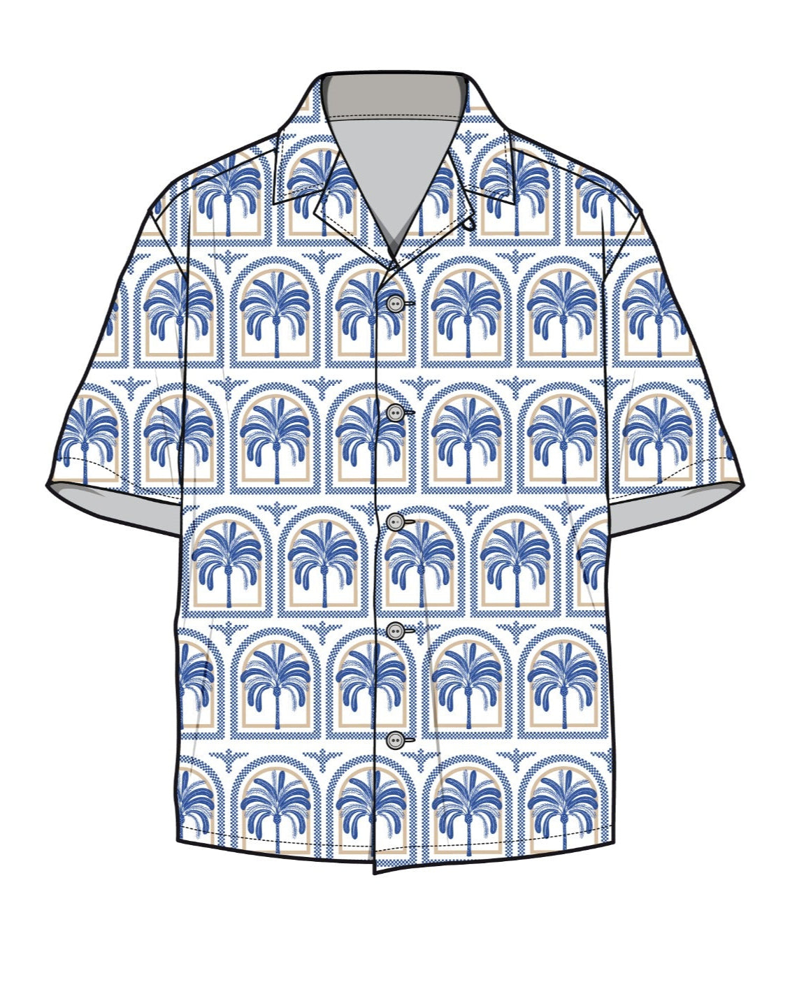 Printed Bowling Shirt PRINT F2
