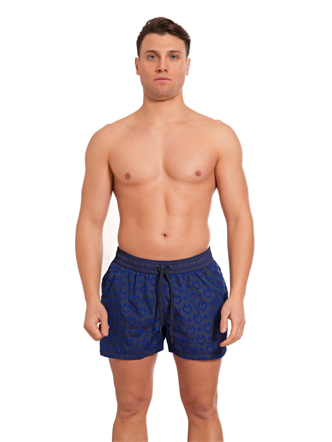 Boxer Guadalupe Blue Flock Print HEART ROYAL