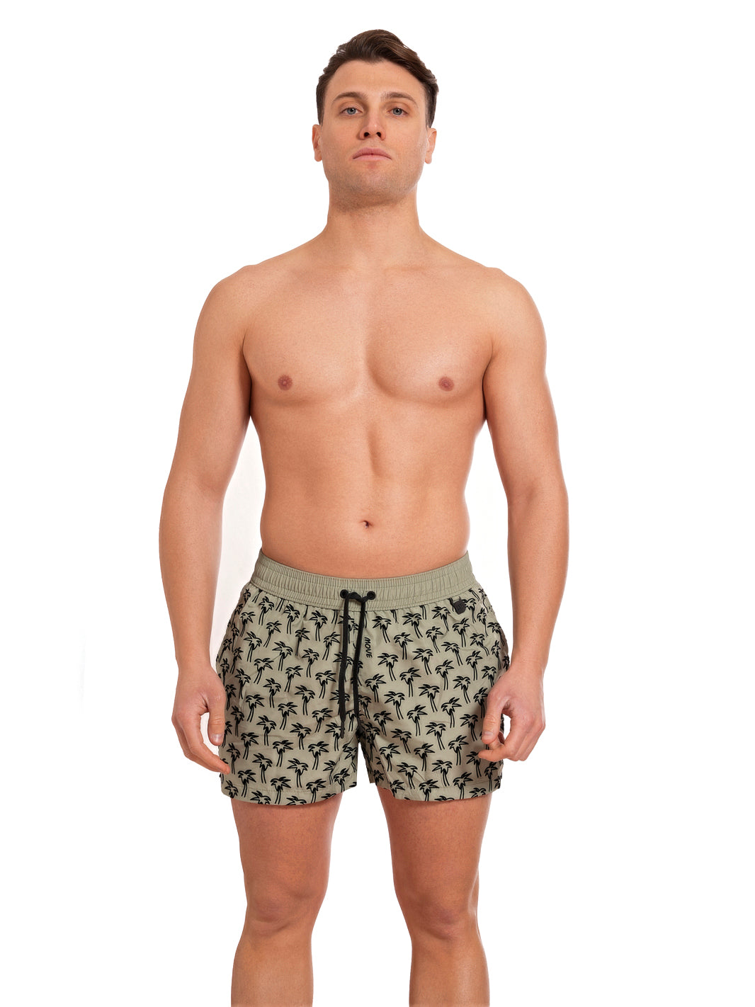 Boxer Guadalupe Green Flock Print BLACK PALMS