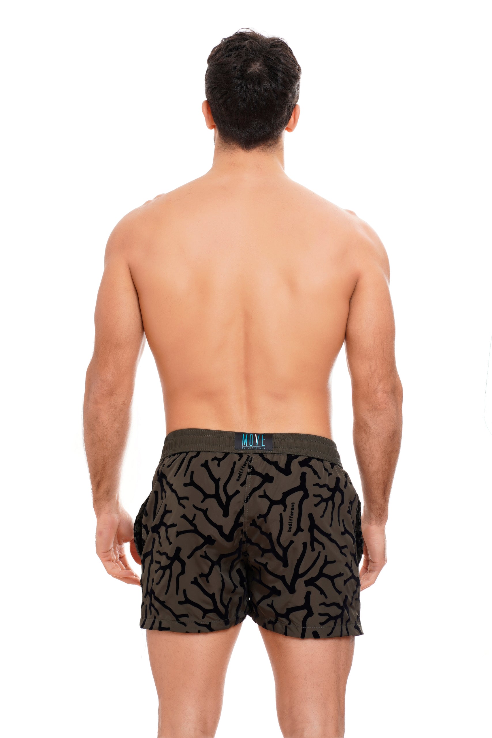 BOXER GUADELOUPE MILITARY FLOCK PRINT CORAL BLACK