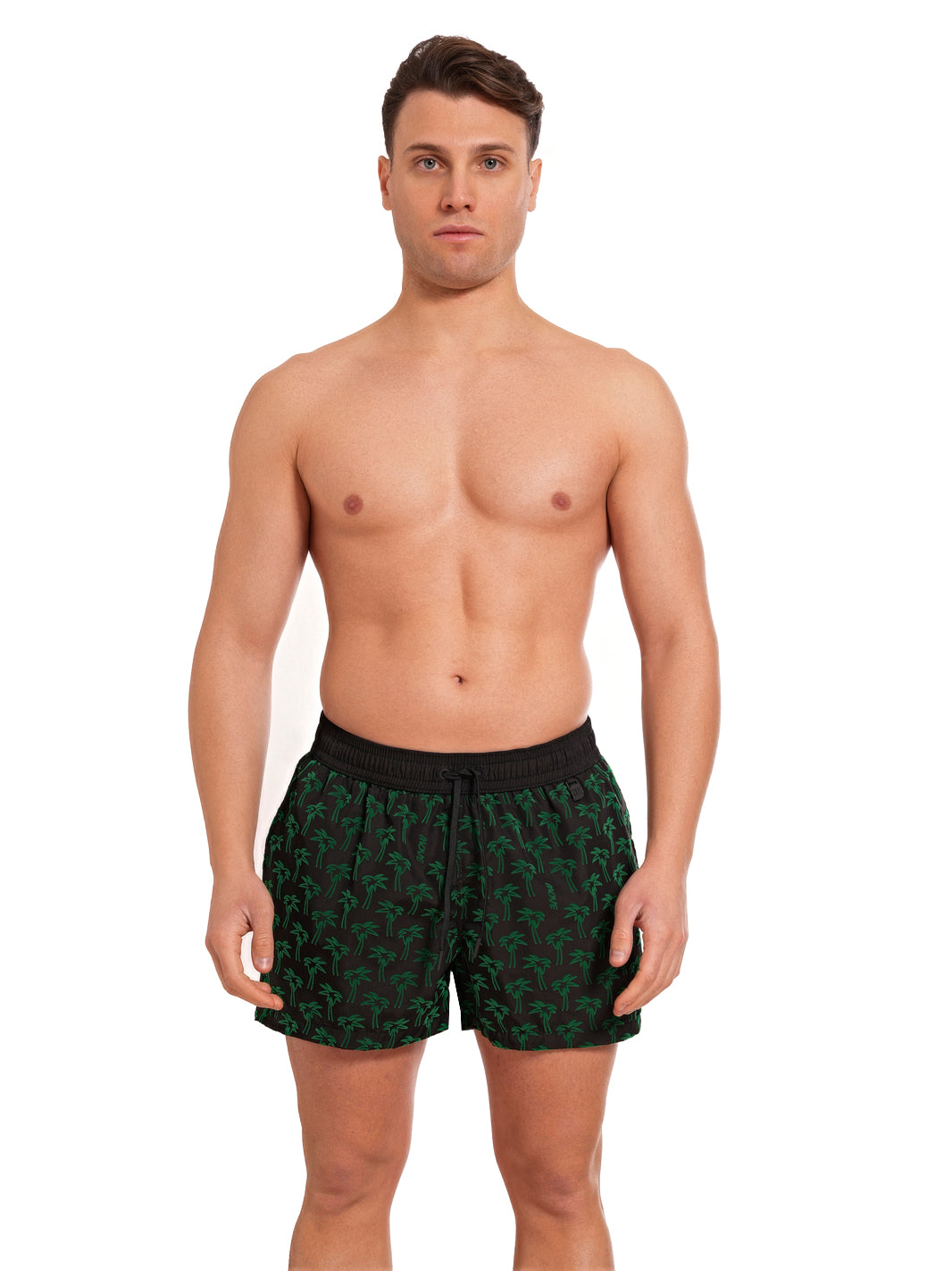 Boxer Guadalupe Black Flock Print PALM GREEN