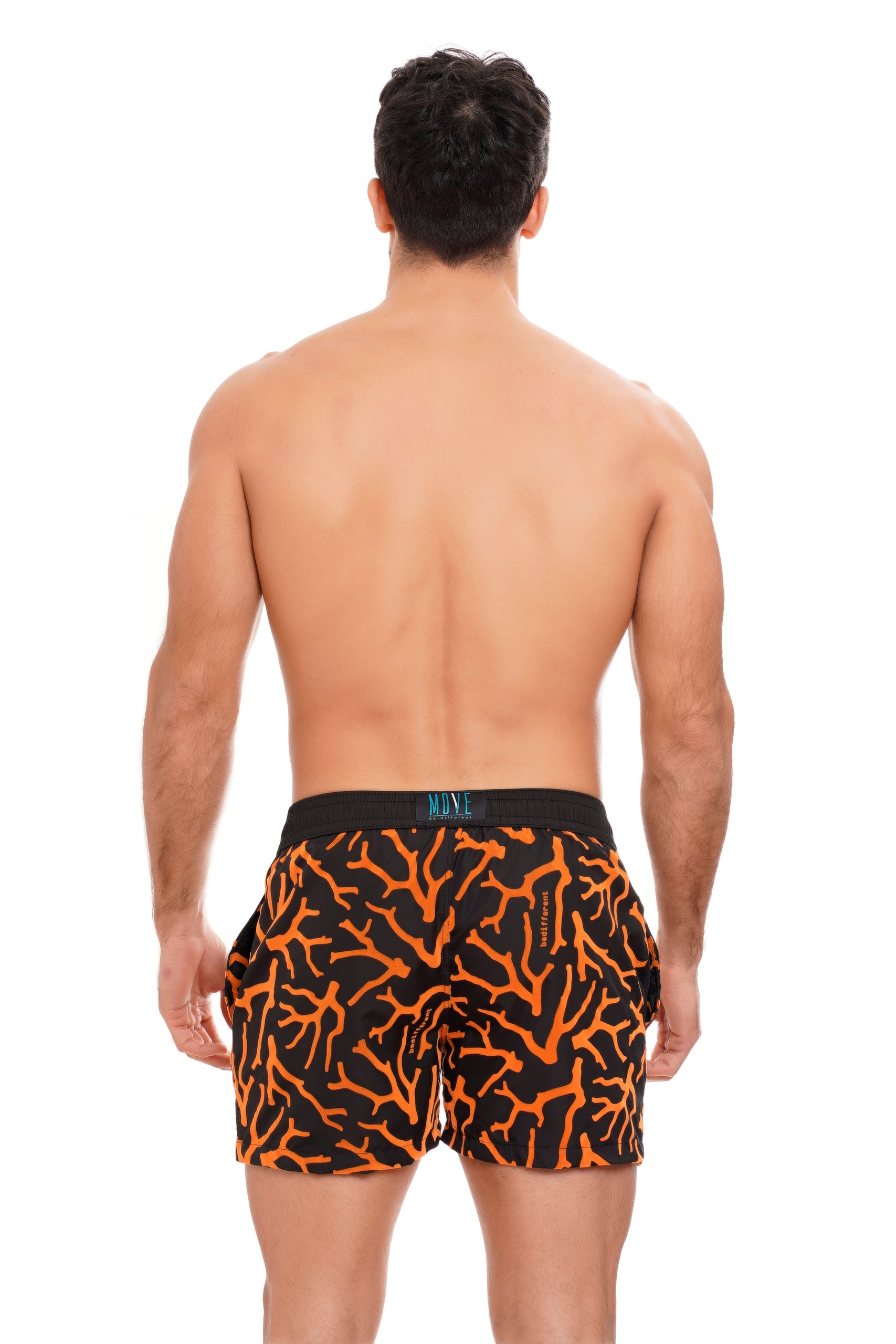 GUADALUPE BOXER BLACK FLOCK CORAL ORANGE PRINT