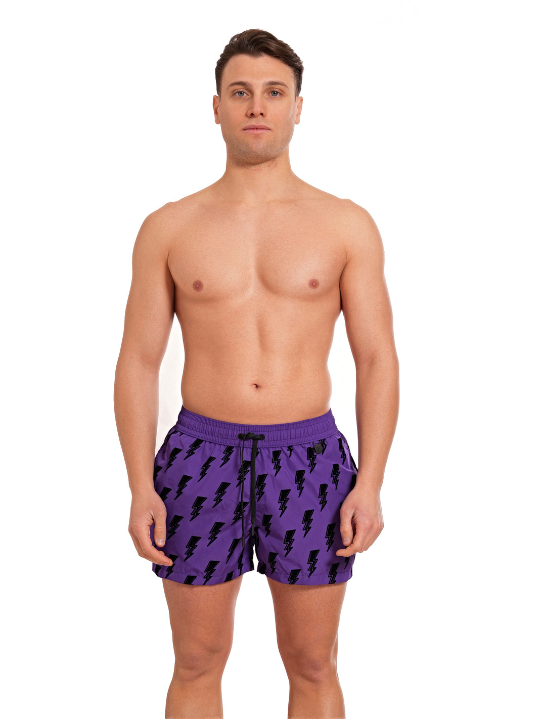 Boxer Guadalupe Purple Flock Print BLACK LIGHTNING
