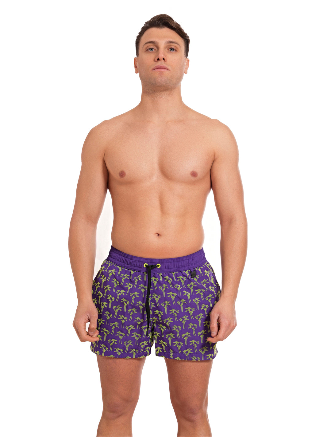 Boxer Guadalupe Purple Flock Print PALM YELLOW