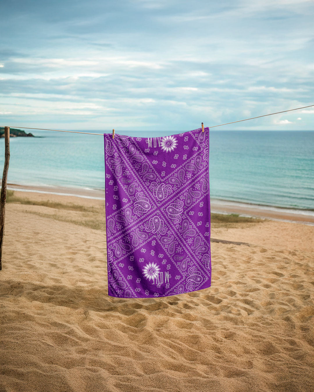 Printed microfiber towel BANDANA PURPLE