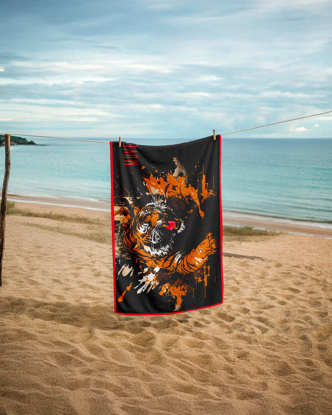 TIGER printed microfiber towel