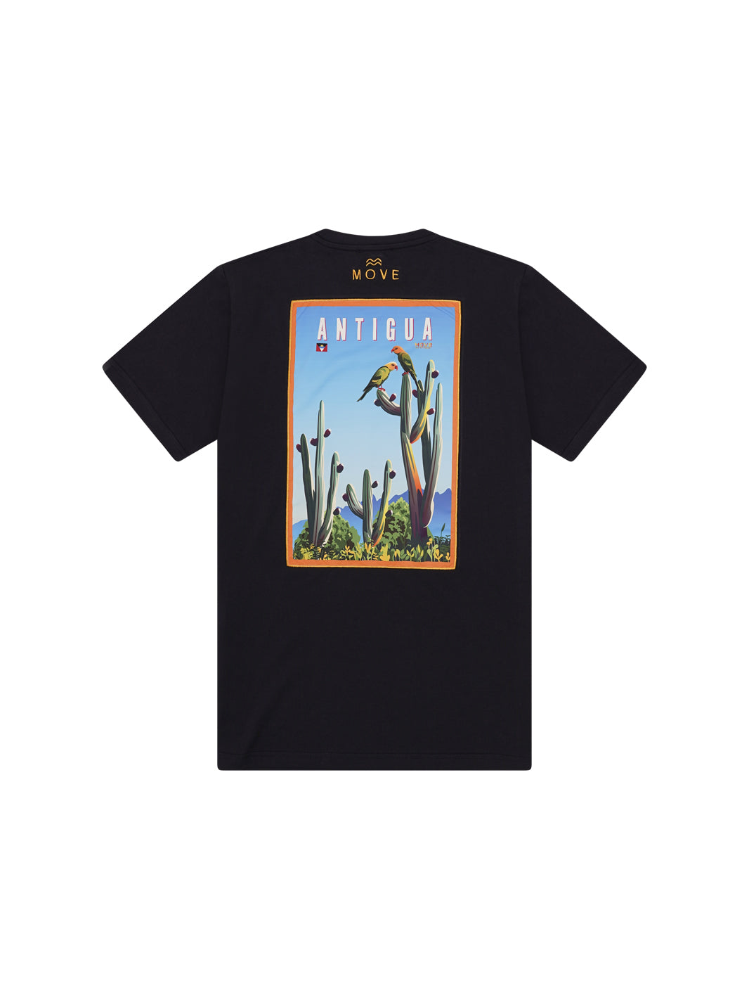 T-SHIRT WITH ANTIGUA PRINT INSERT, NAVY BLUE