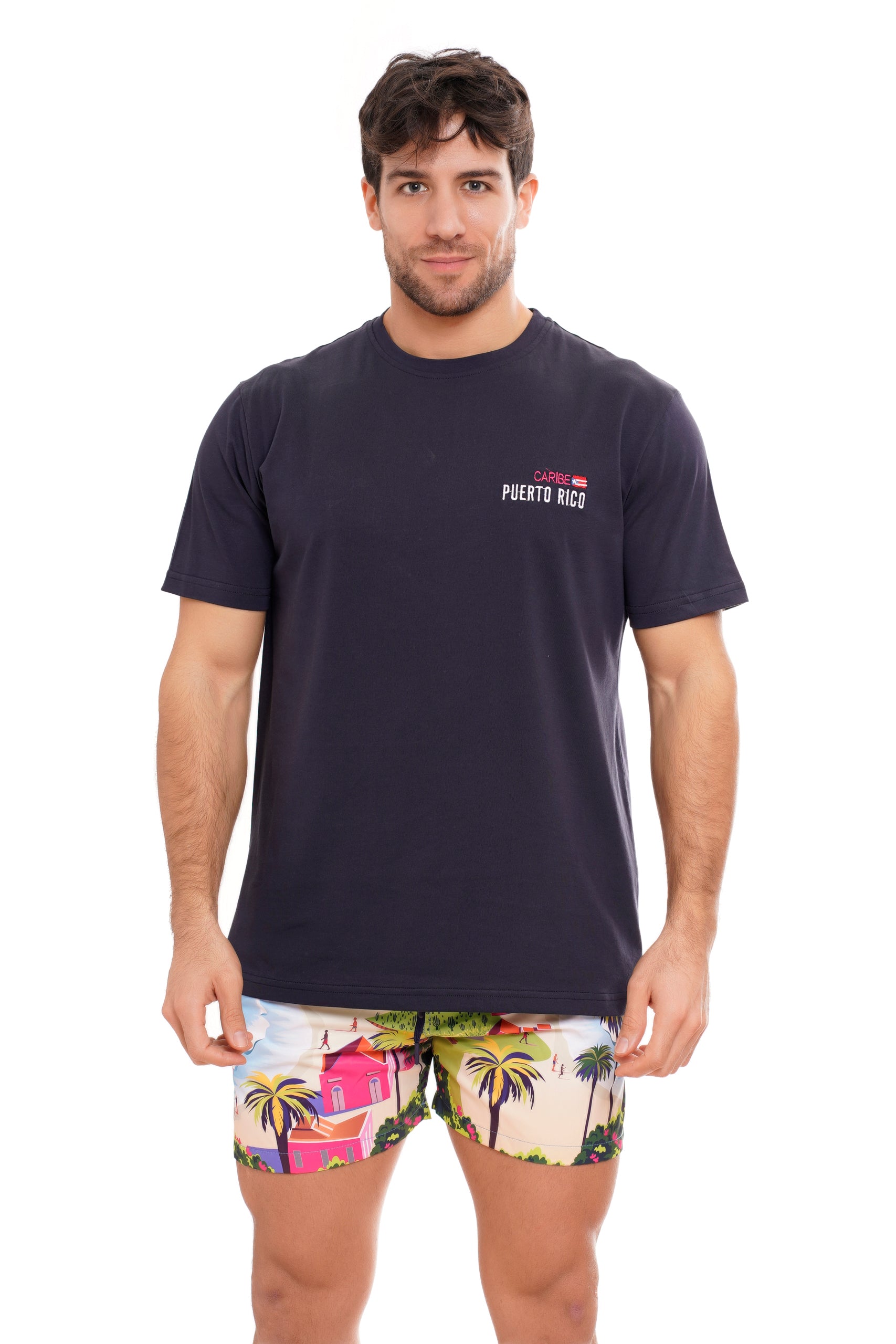 PUERTO RICO PRINT INSERT T-SHIRT NAVY BLUE