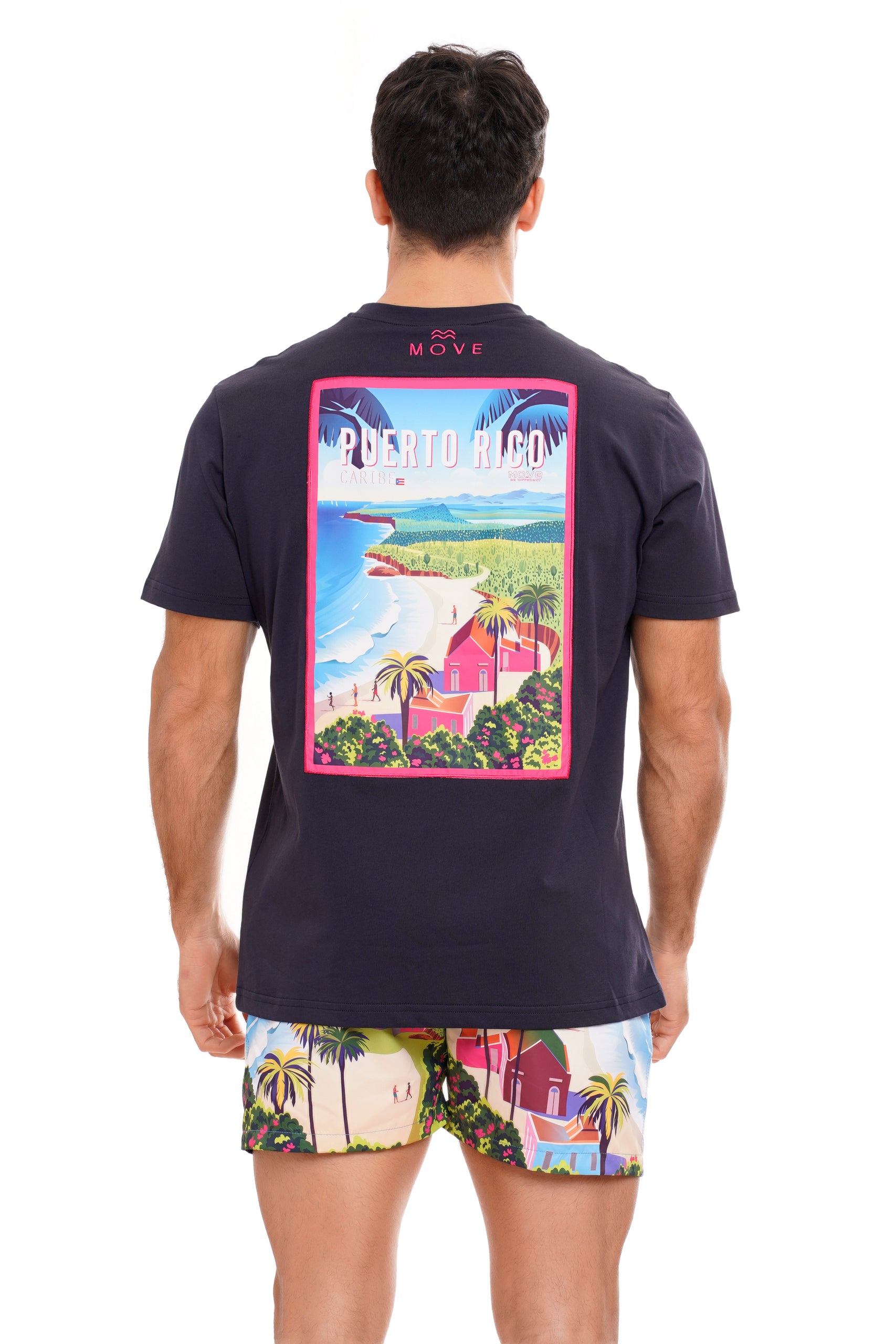 PUERTO RICO PRINT INSERT T-SHIRT NAVY BLUE