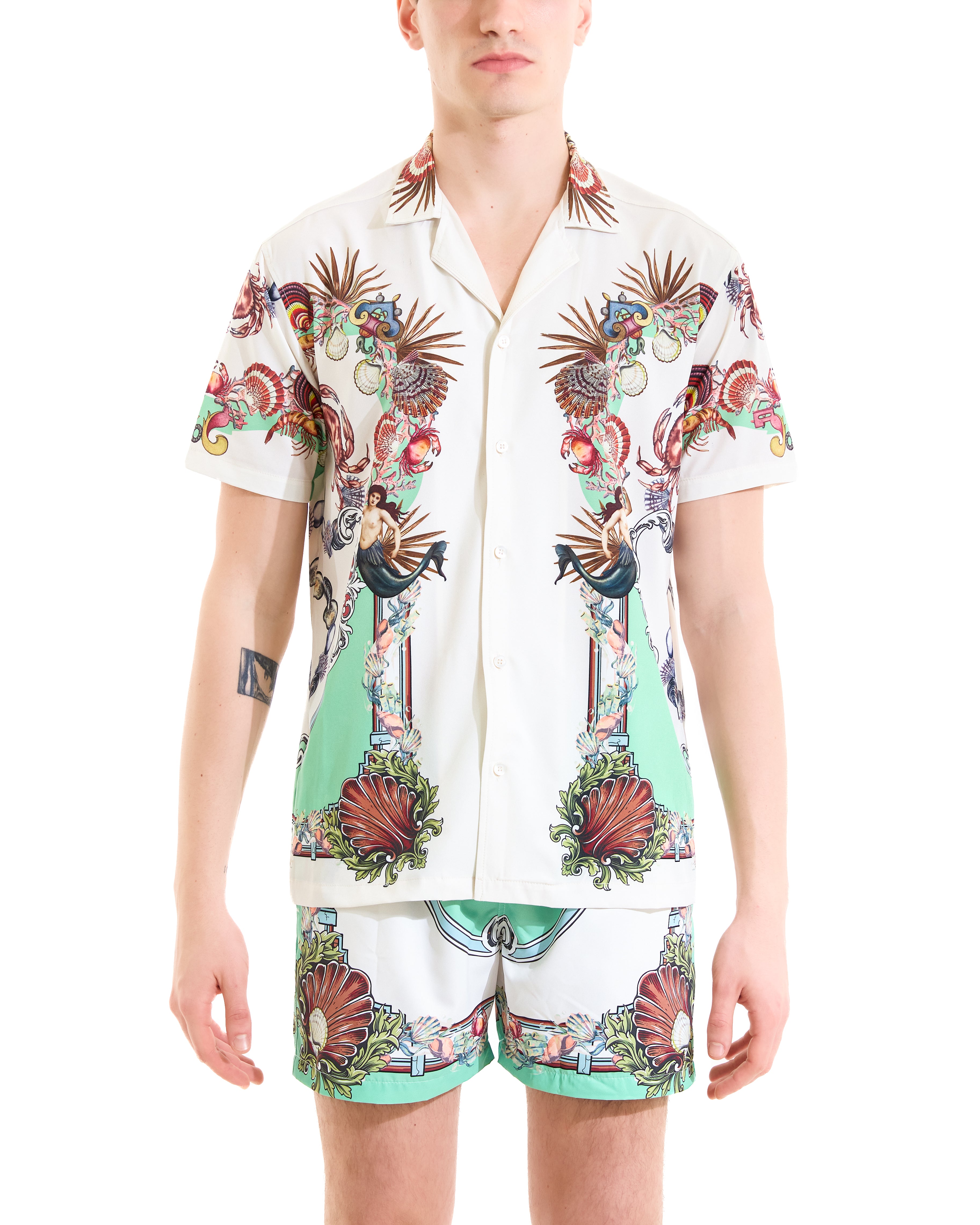 Camicia bowling stampa barocco marino