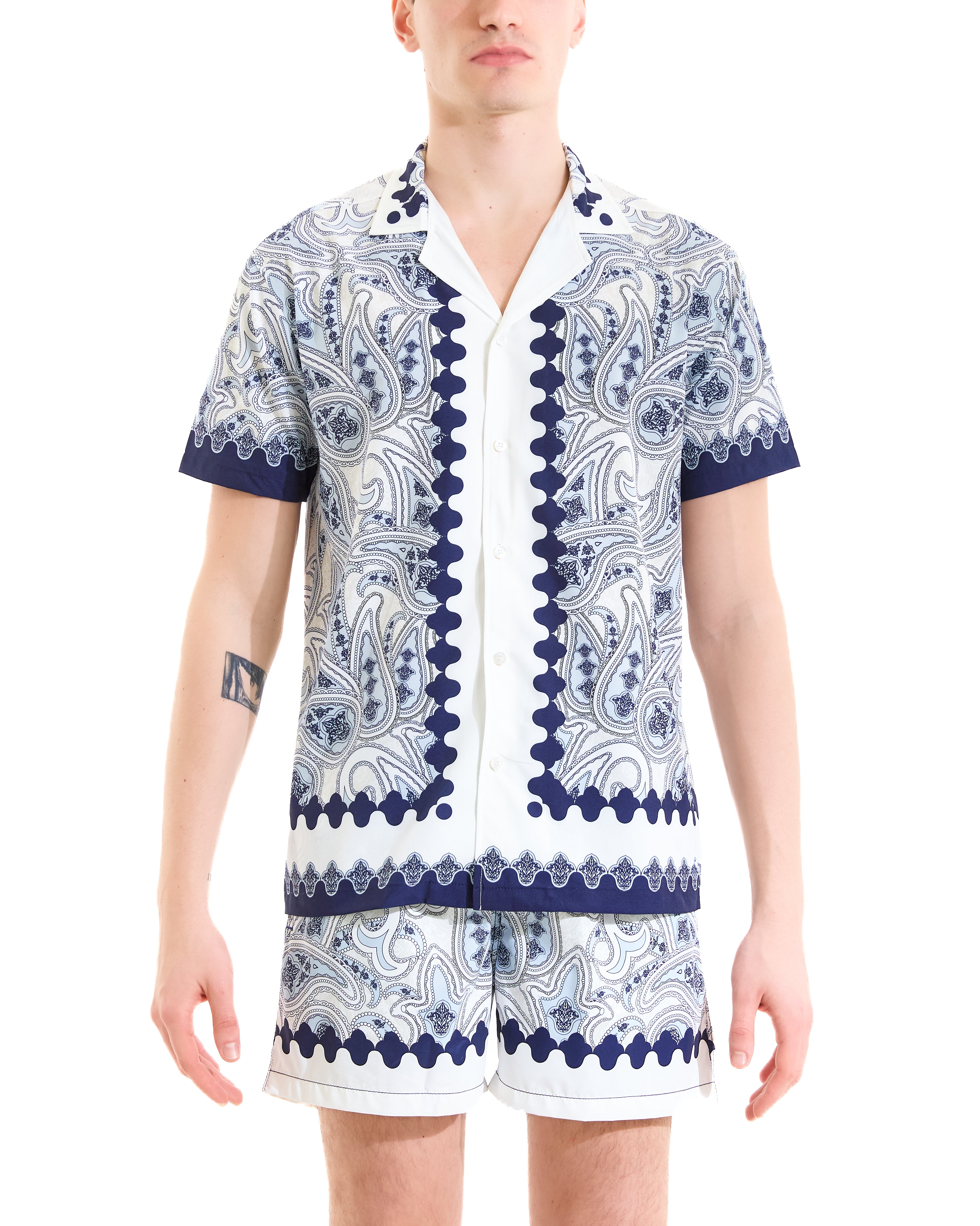 Camicia bowling stampa cashmere arabesco