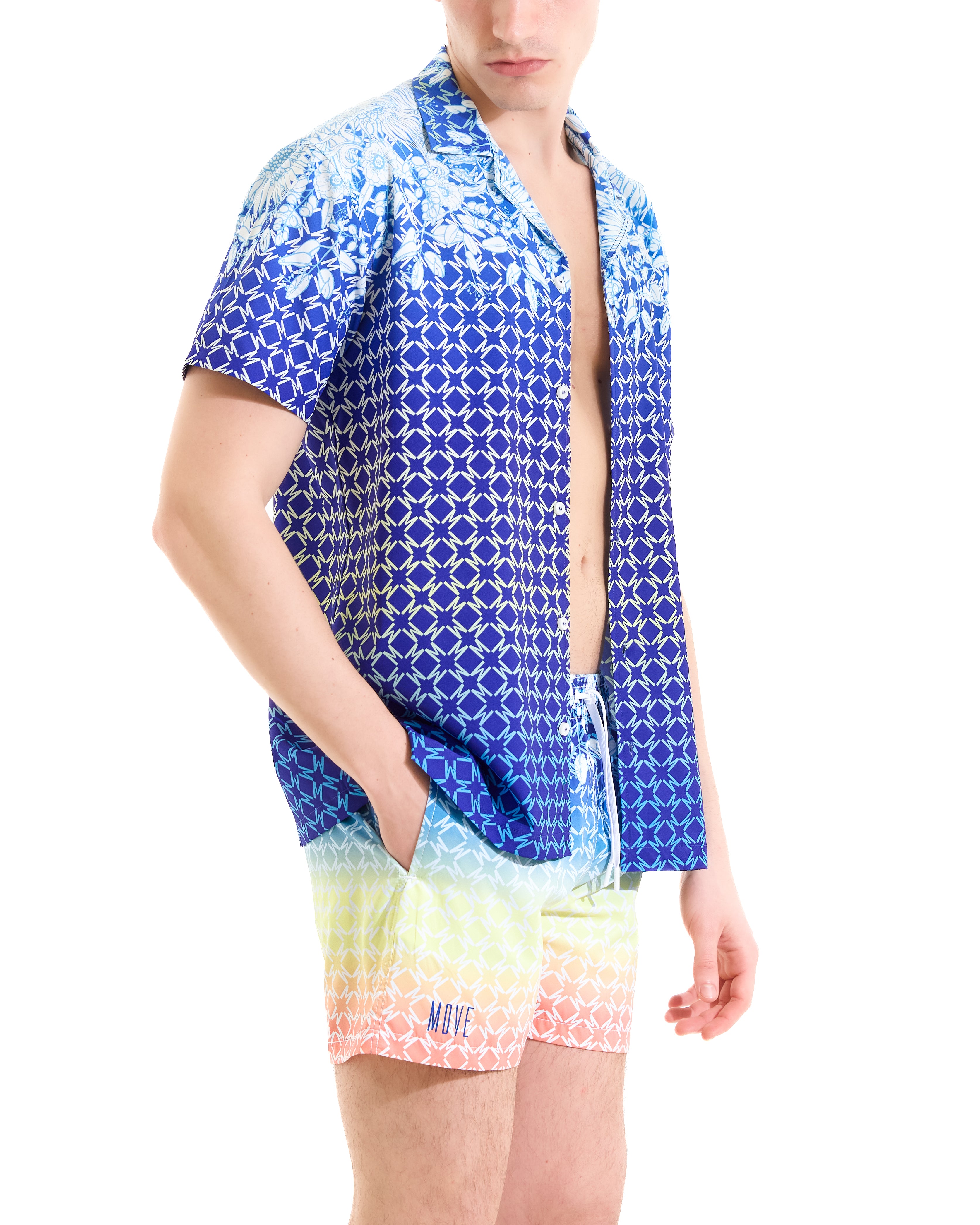 Camicia bowling stampata geometrico degradè