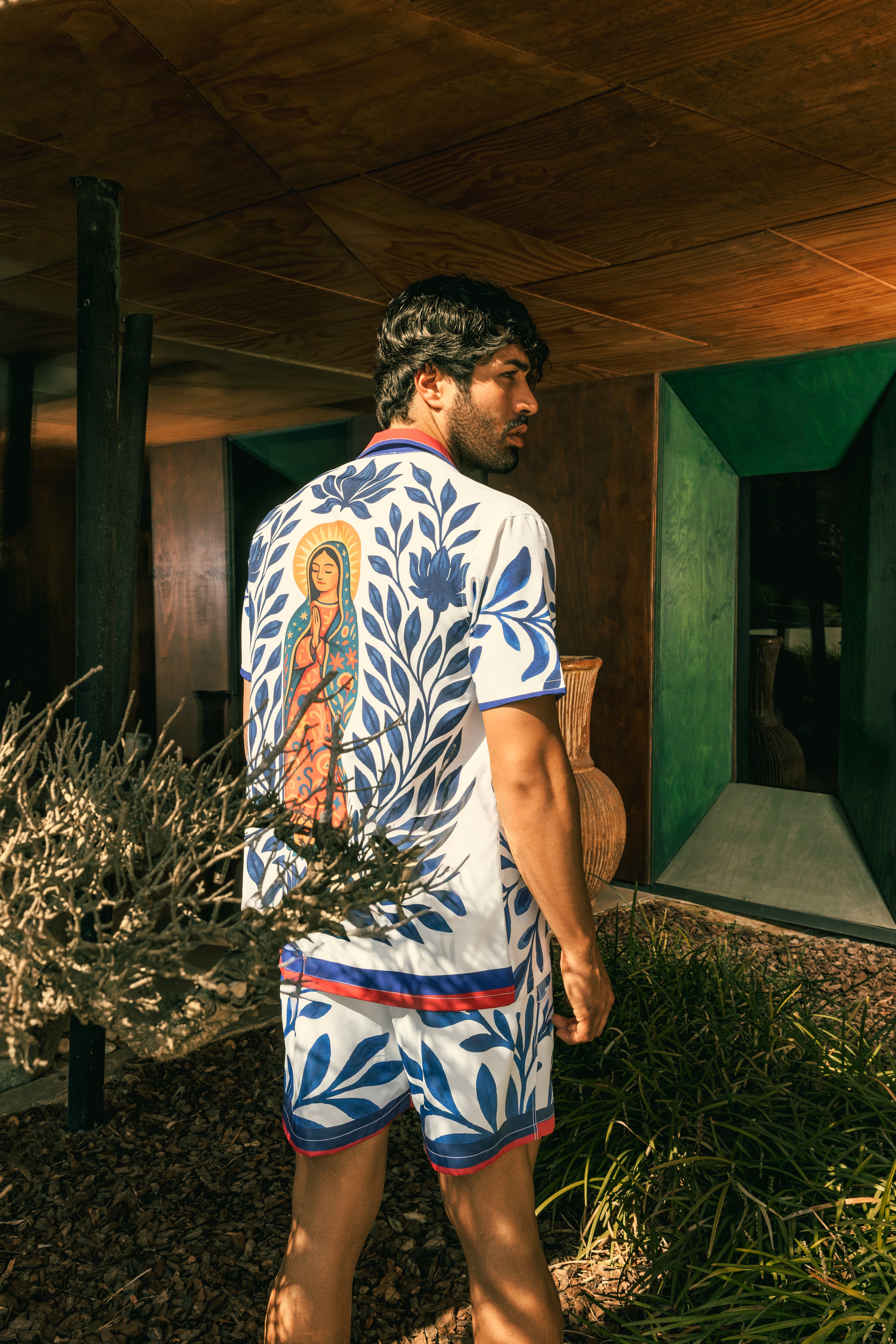 Camicia bowling stampa floreale madonna