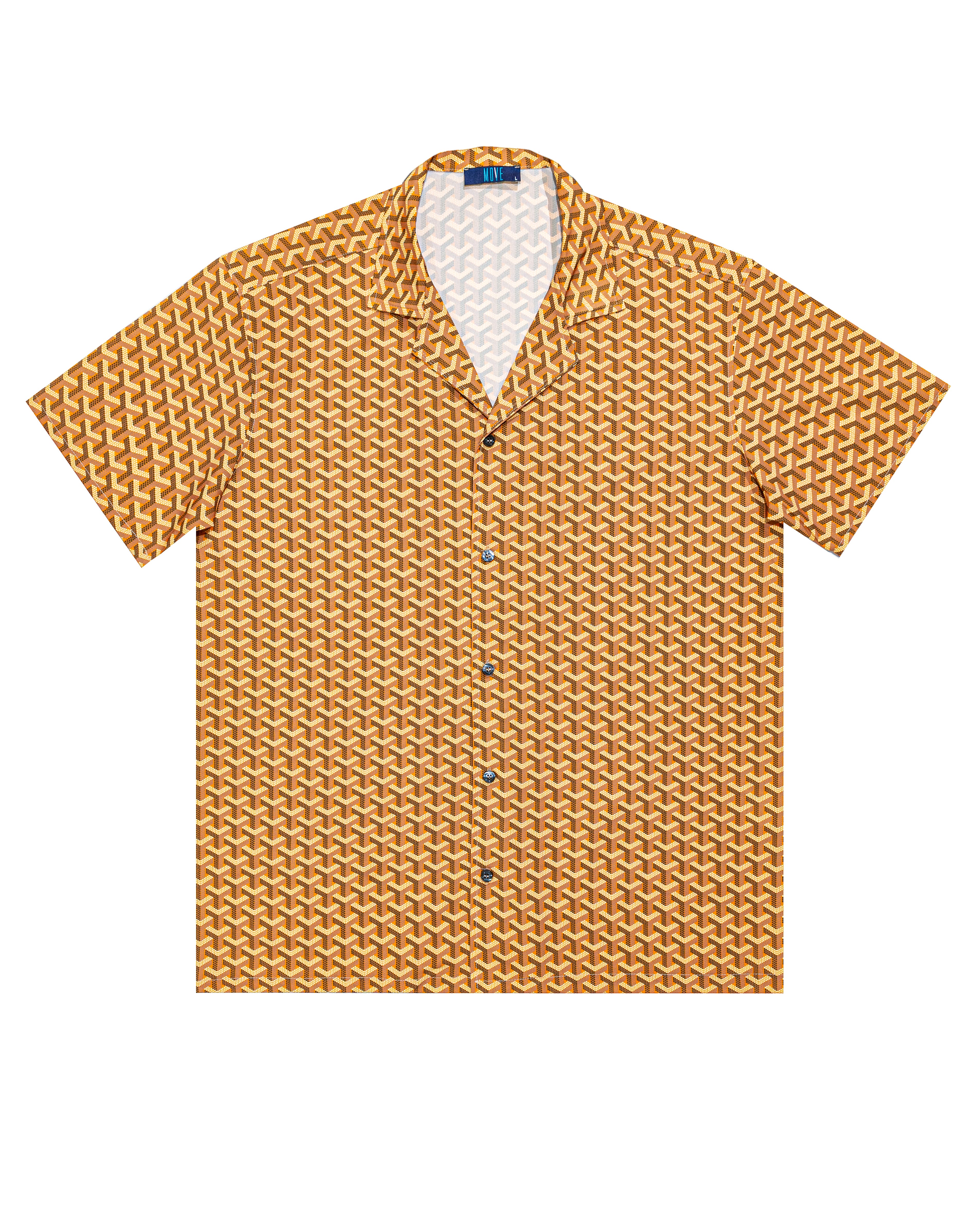 Ochre argyle print bowling shirt