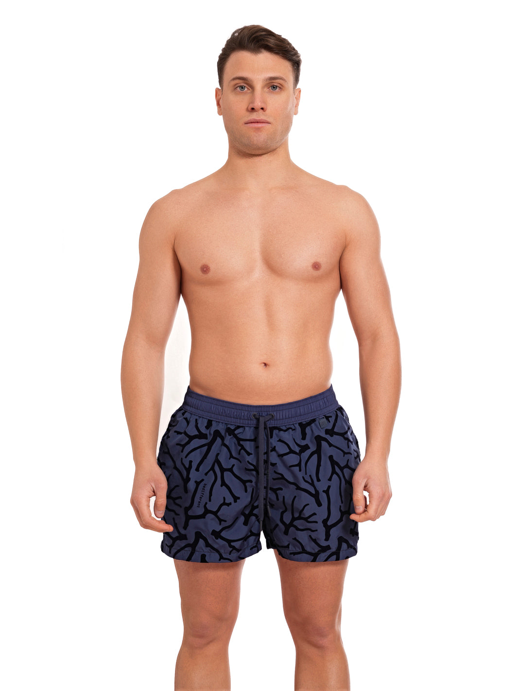 Boxer Guadalupa Blu Stampa Flock CORALLO BLU
