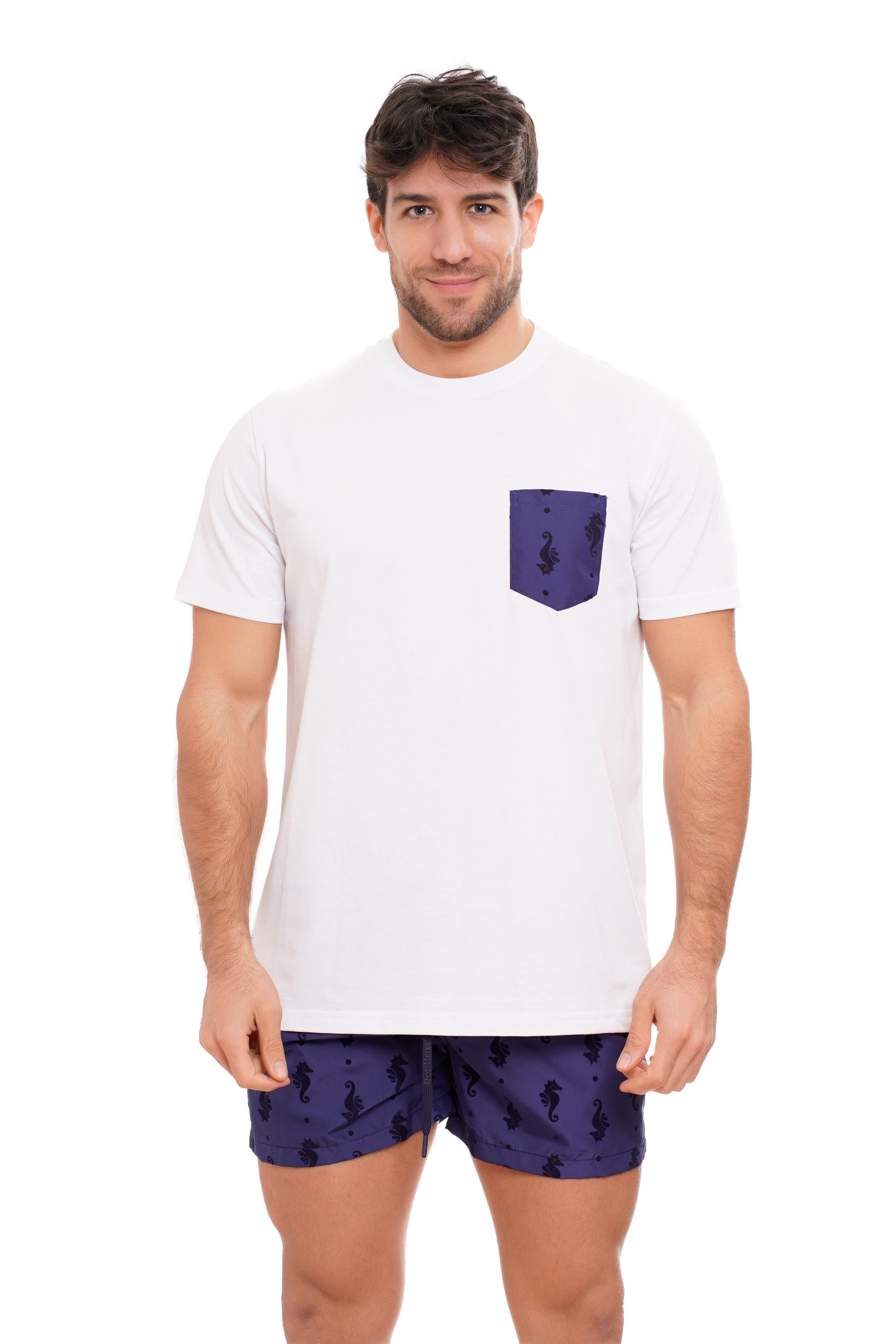 T-shirt bianca taschino flock-TASCA BLU CAV. BLU