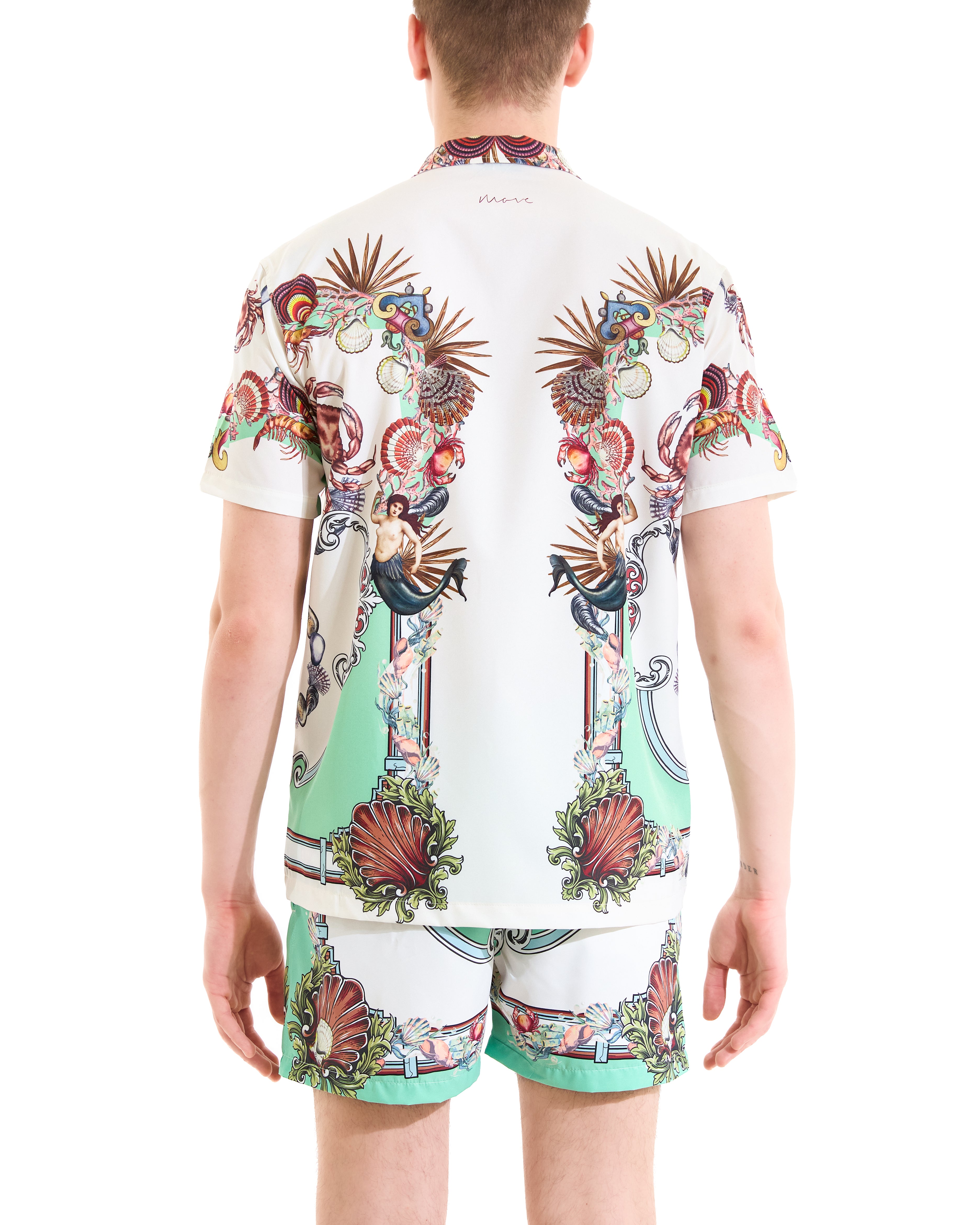 Marine baroque print bowling shirt