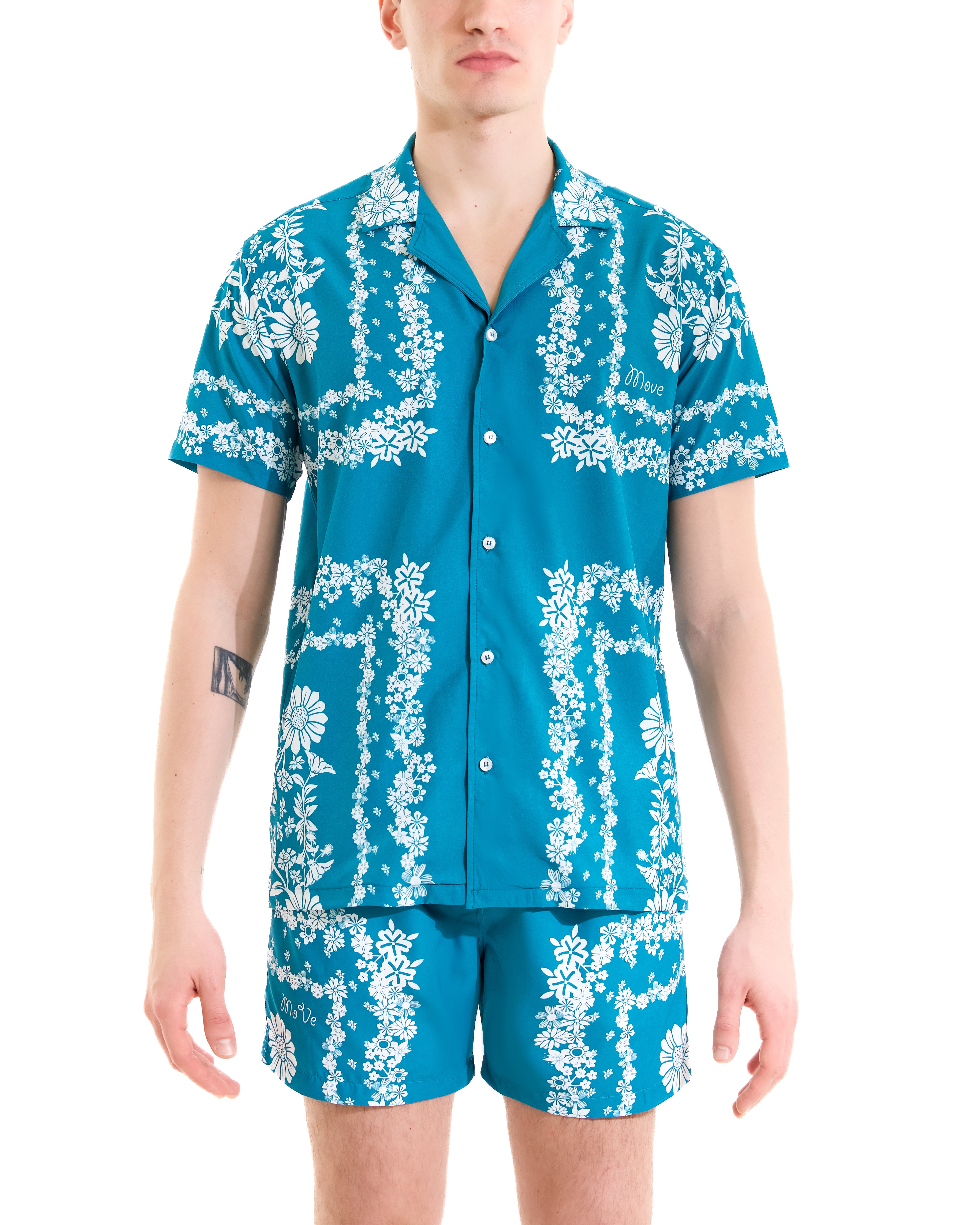 Camicia bowling stampa bandana ottanio