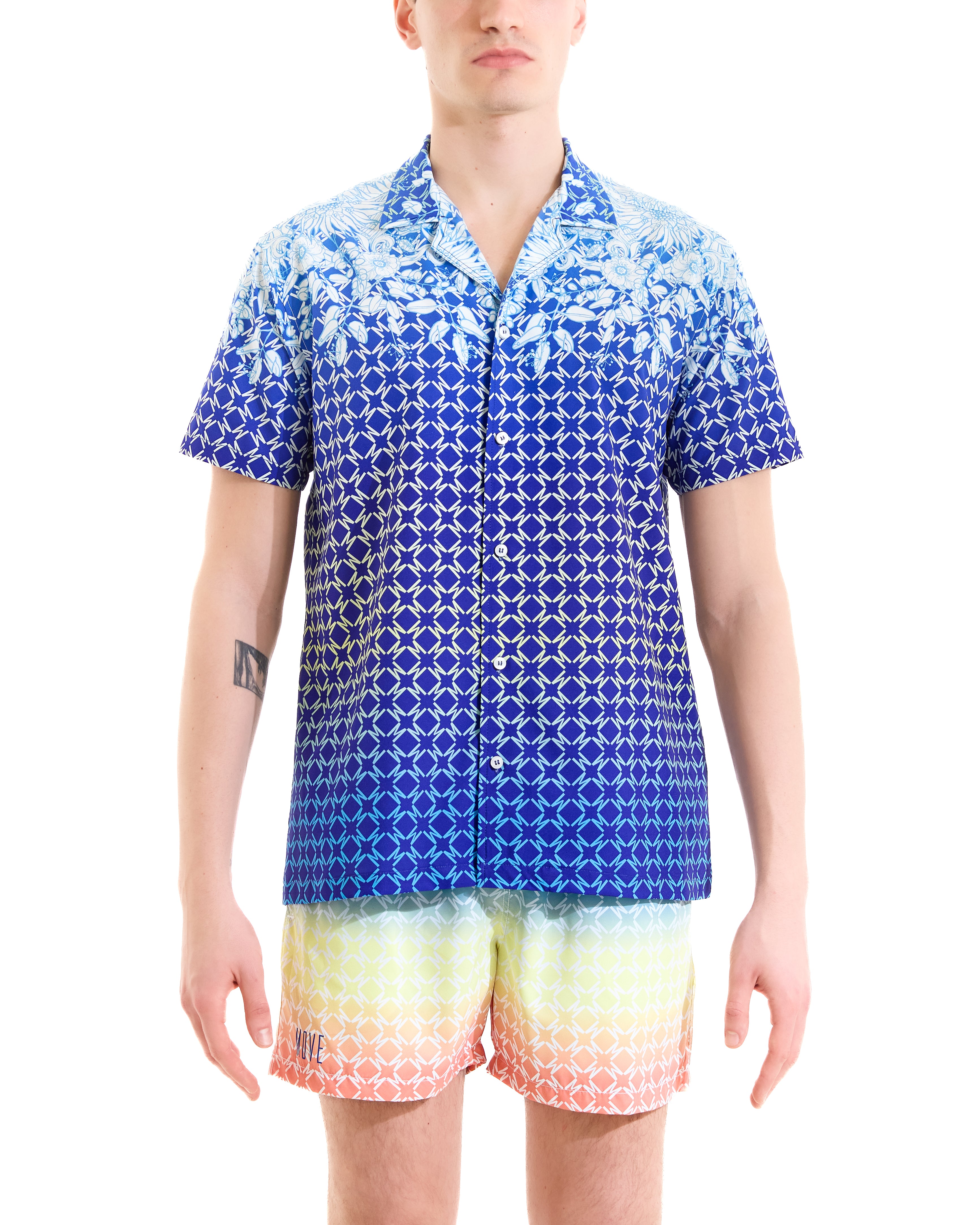 Camicia bowling stampata geometrico degradè
