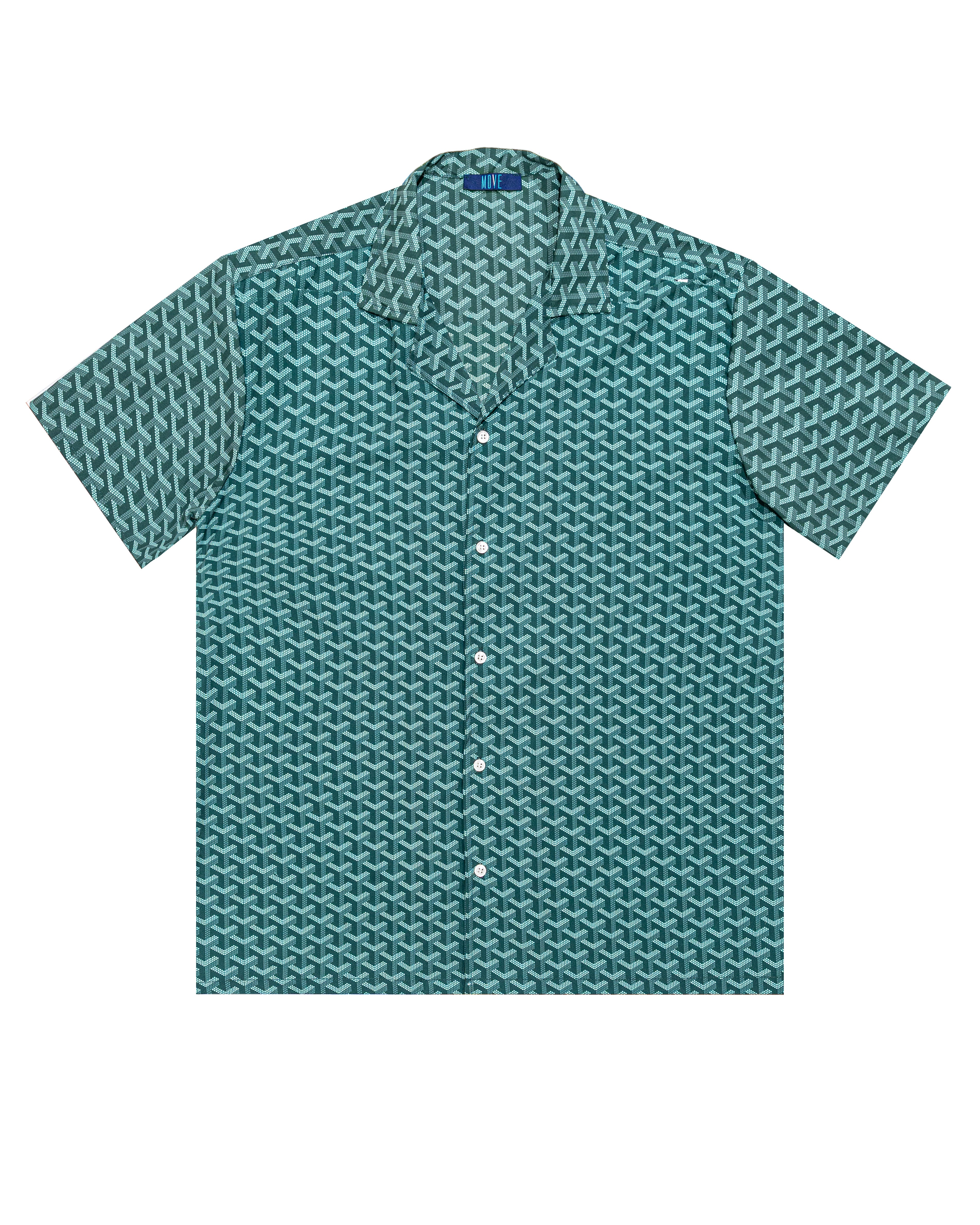 Green argyle print bowling shirt
