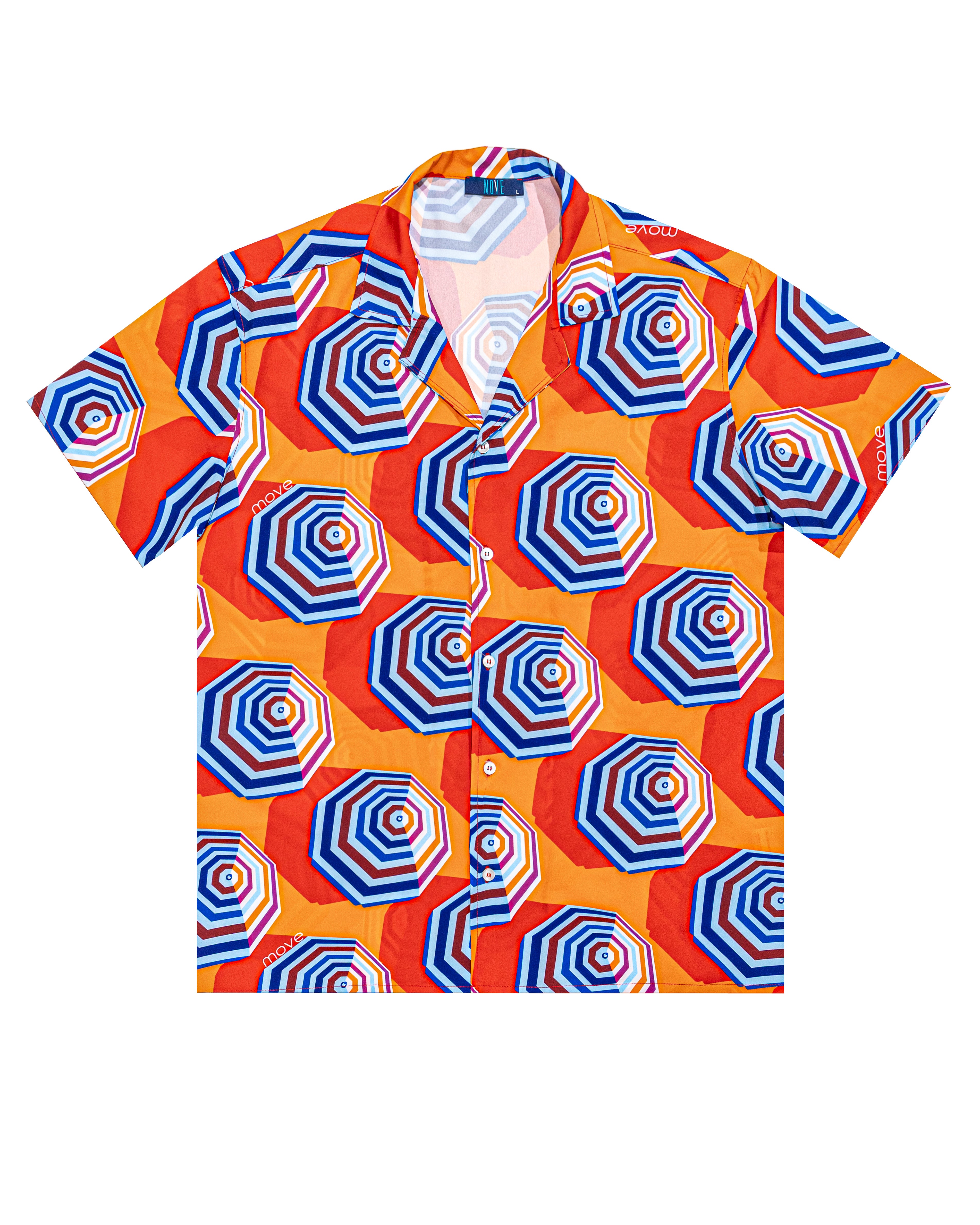 Bowling shirt with umbrella bandana print