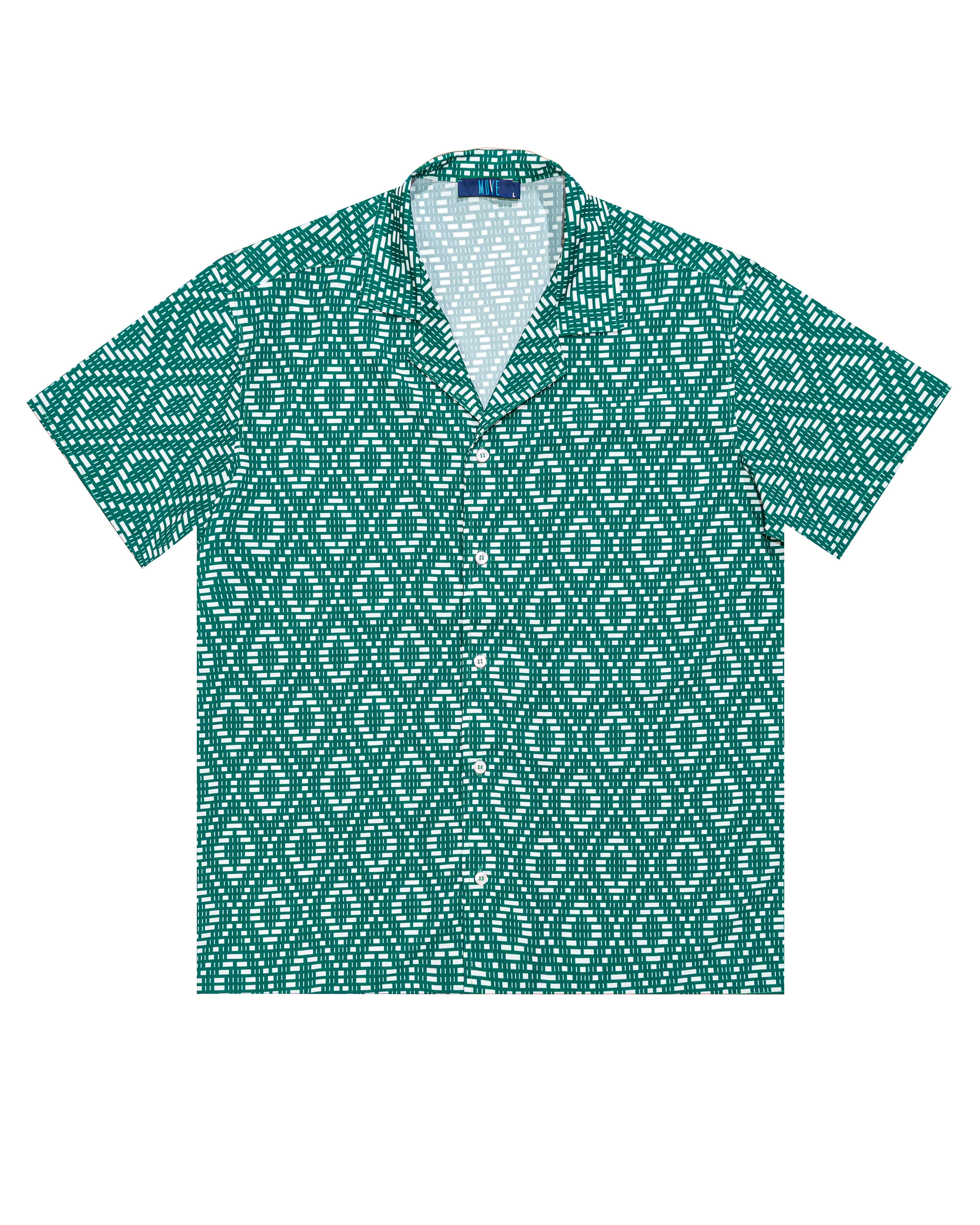Green argyle print bowling shirt